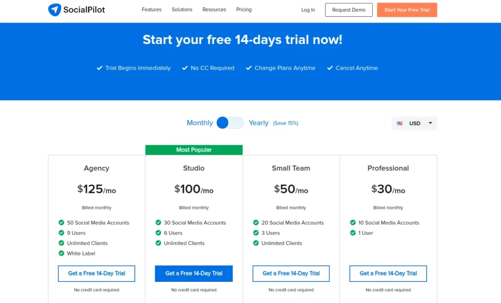 Socialpilot Monthly Pricing