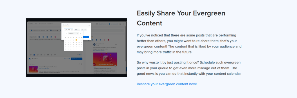 Easily share evergreen content in socialpilot.co