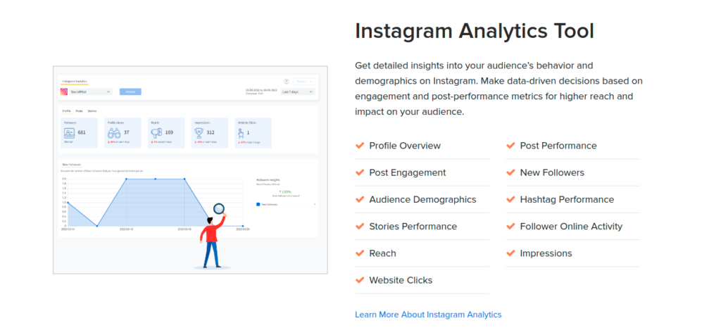 Instagram analytics tool with socialpilot