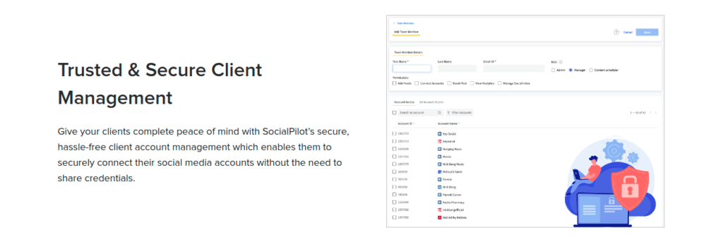 Trusted with client management on socialpilot