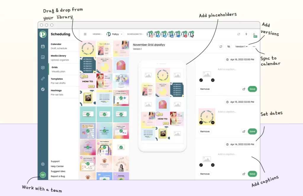 Pally Instagram feed planner