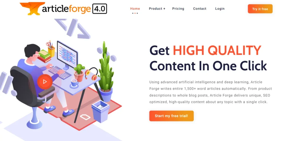 Article forge AI writing software
