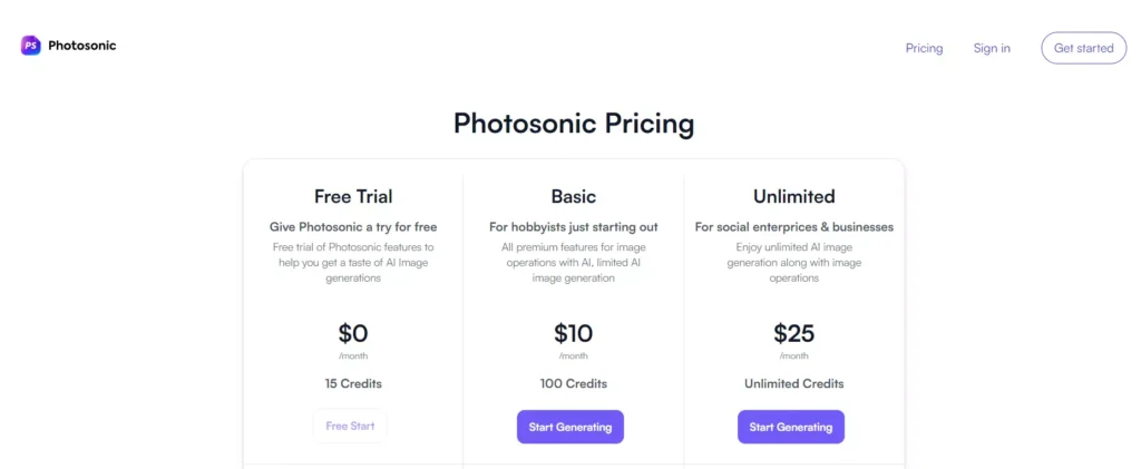 Photosonic Pricing