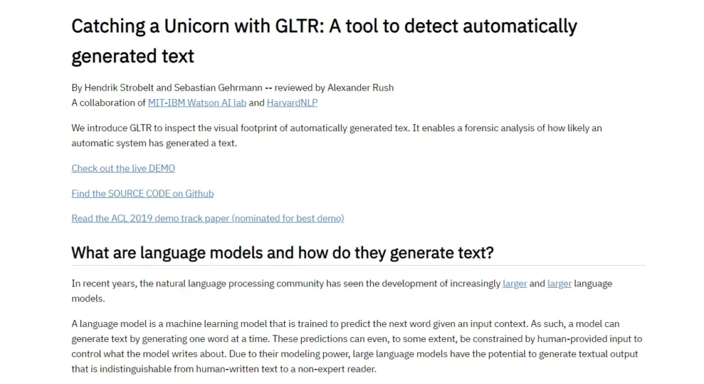 GLTR ai content detector