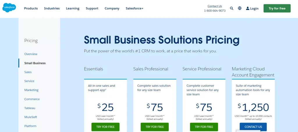 Salesforce small business pricing